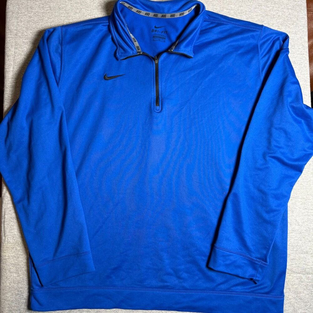 Nike Dri-fit Quarter zip Jacket Pullover Mens size XL Blue